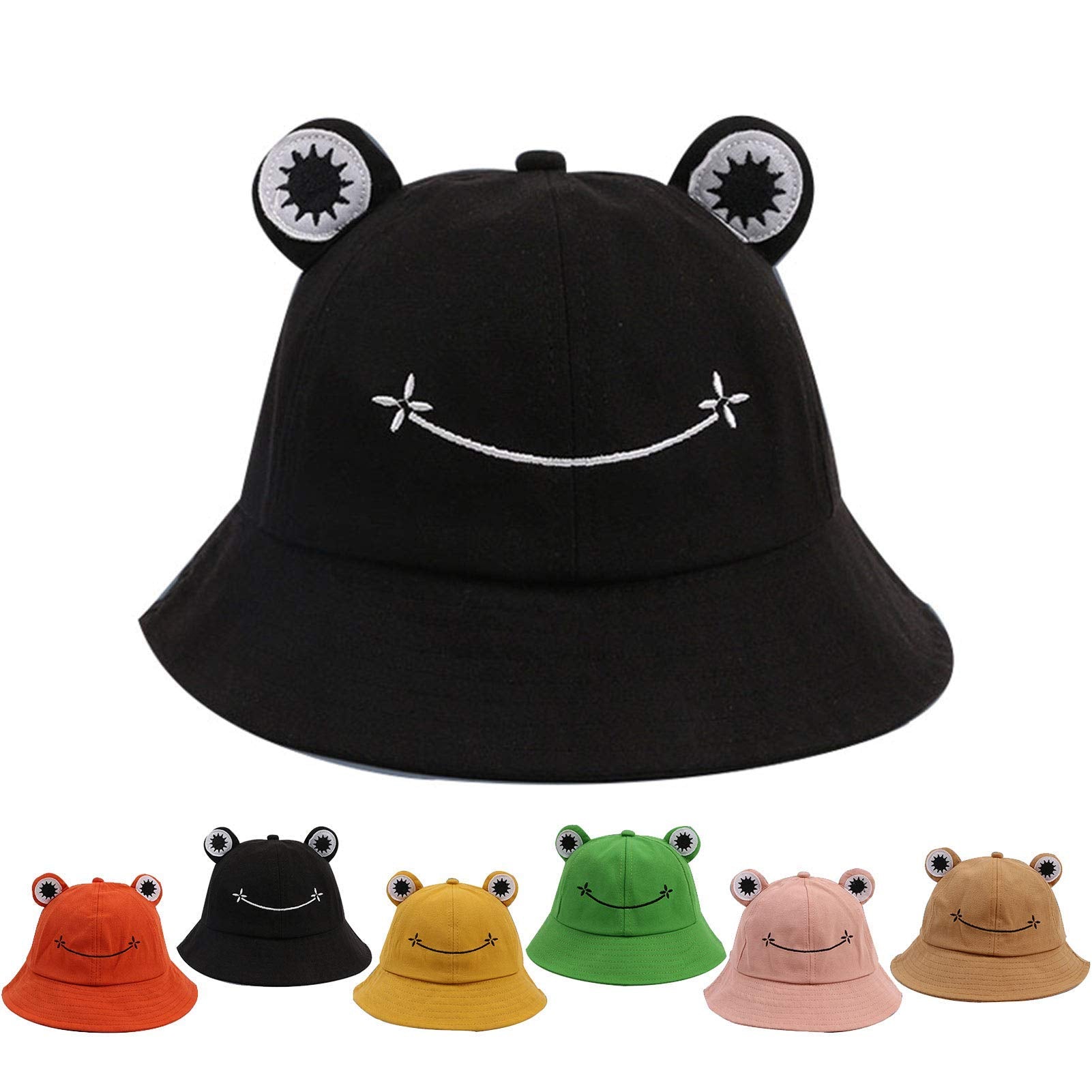 PALAY Bucket Sun Hat for Women Girl Adult Cute Frog Bucket Hat Summer Outdoor Foldable Fisherman Hat (Black) PALAY Bucket Sun Hat for Women Girl Adult Cute Frog Bucket Hat Summer Outdoor Foldable Fisherman Hat (Black)